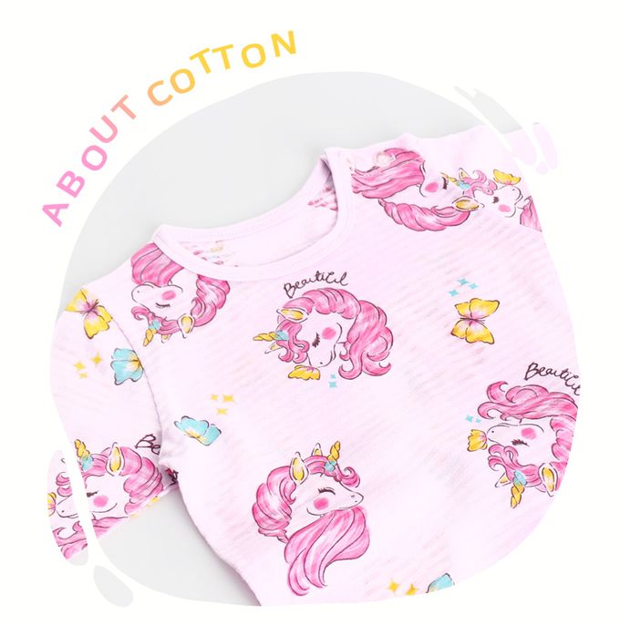 韓國 Mellisse - 韓製輕薄透氣7分袖家居服(無螢光棉)-粉紅獨角獸