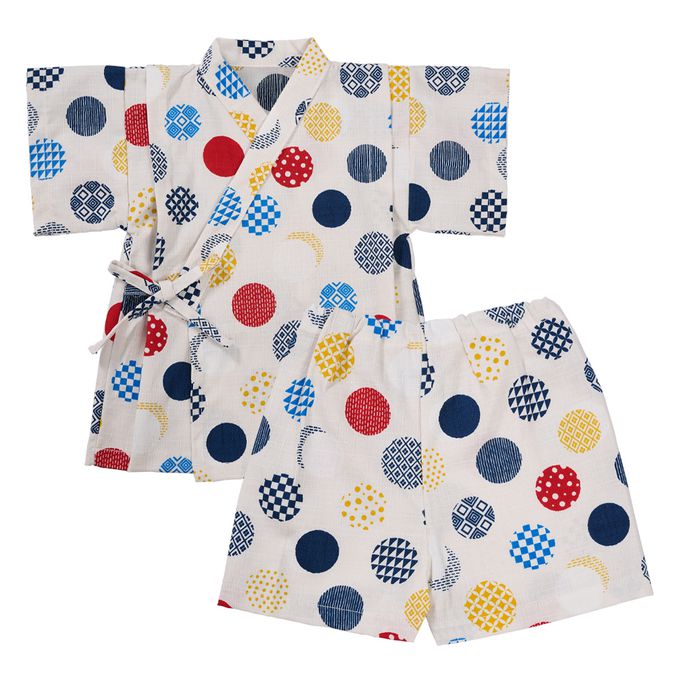 akachan honpo - 兩件式甚平-和風圓圈-米白色