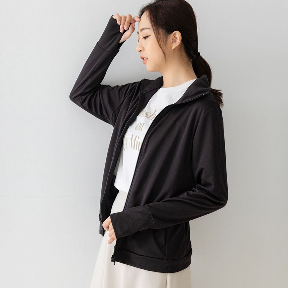 貝柔 Peilou - UPF50+高透氣防曬顯瘦外套-女立領-黑色
