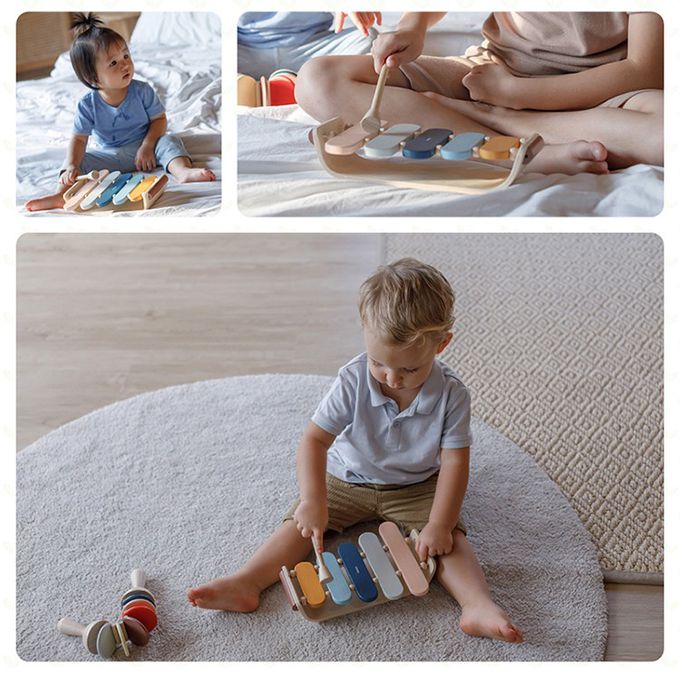 泰國 Plantoys - 木作兒童樂器-彩虹橢圓木琴(清新藍)