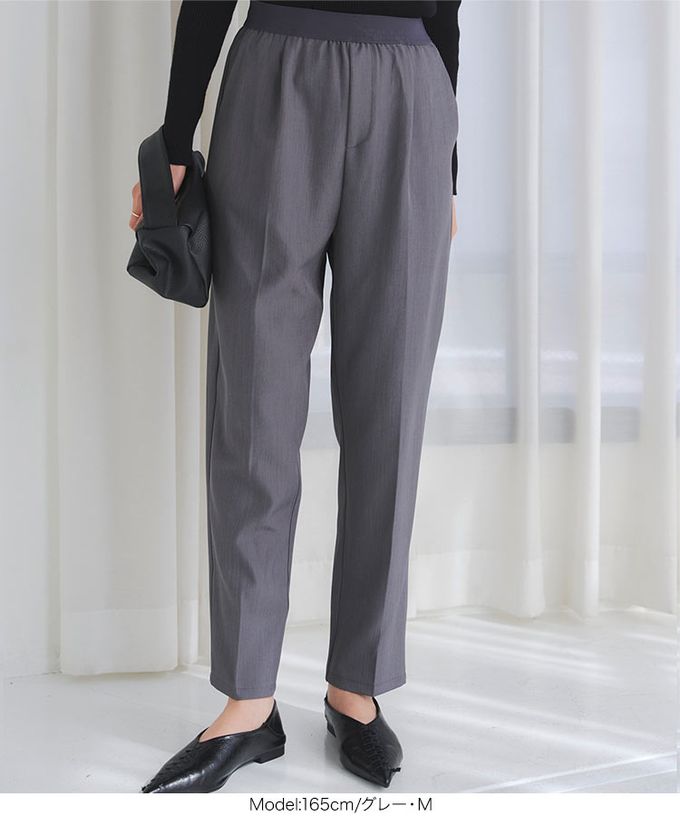 日本 Kobe Lettuce - 彈性腰圍打褶美腳西裝褲-(可選長度)-黑