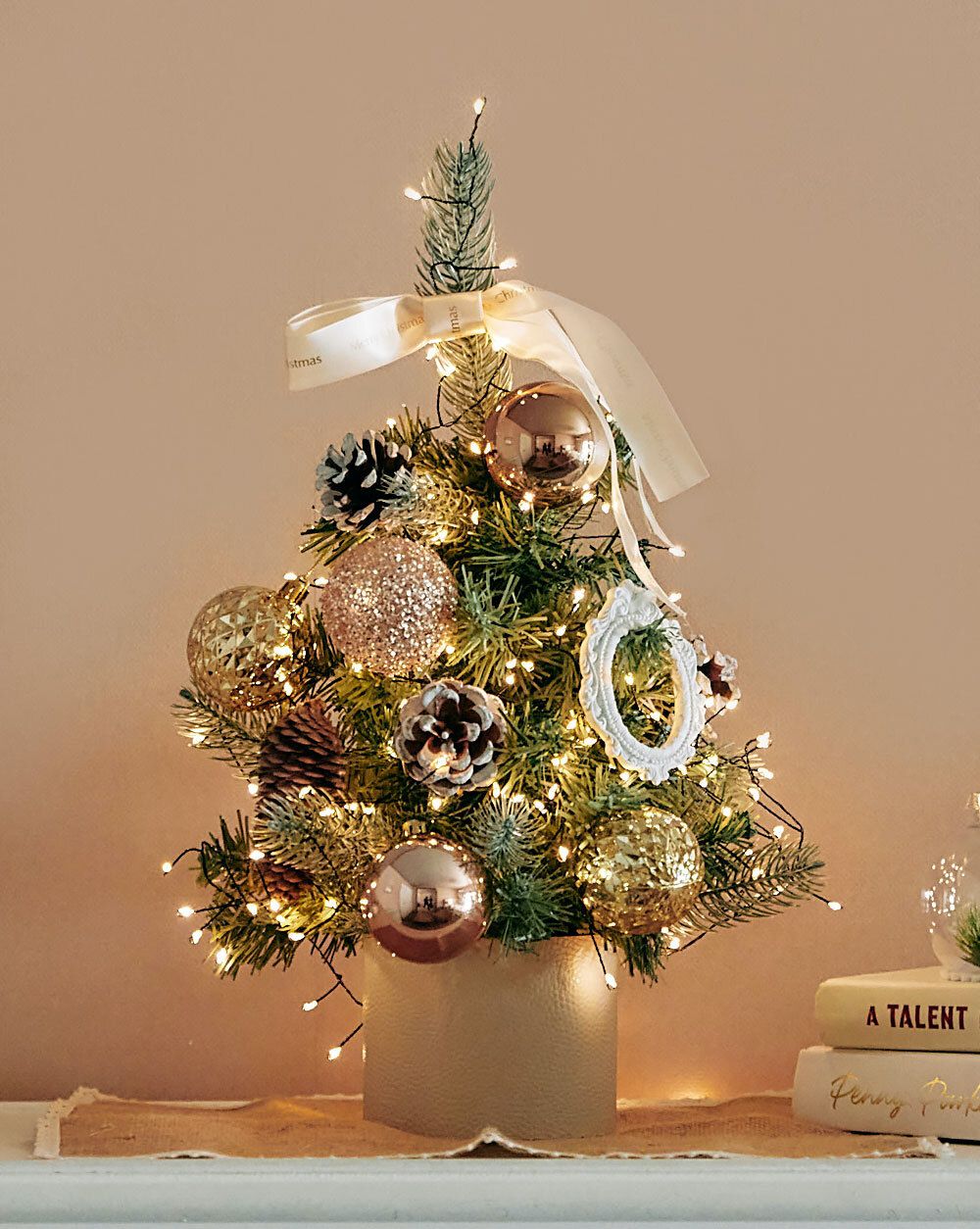 韓國 Bebe Deco - DIY迷你聖誕樹/聖誕樹燈飾組-玫瑰金樂園 (30X45cm)