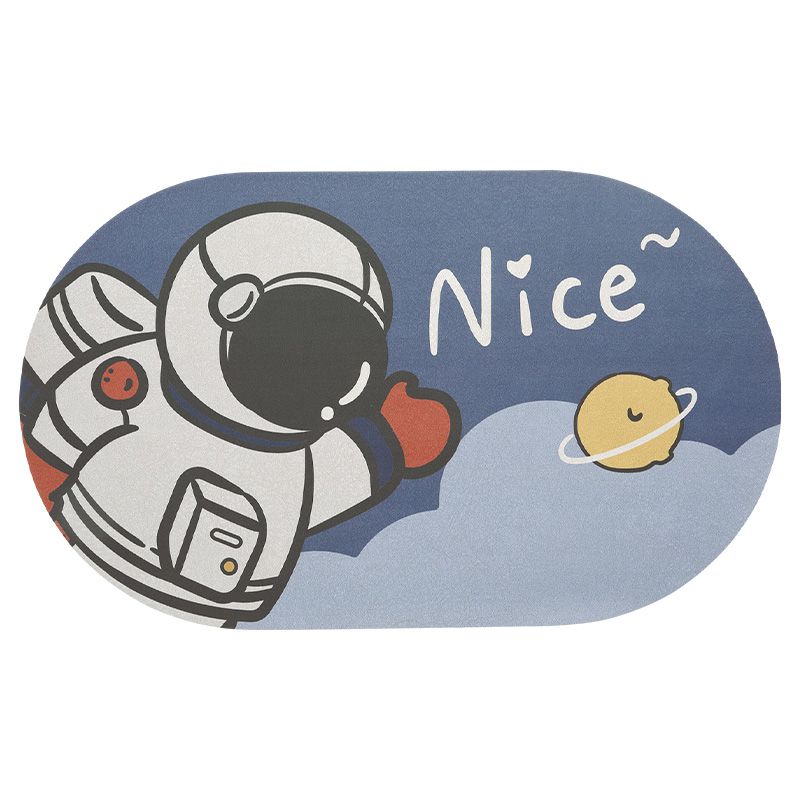 上田屋 - 連續踩踏瞬吸乾爽科技絨腳踏墊/地墊/防霉抗菌快乾好洗/柔軟彈性材質-太空人-藍灰白 (50x80x0.5cm±5%)