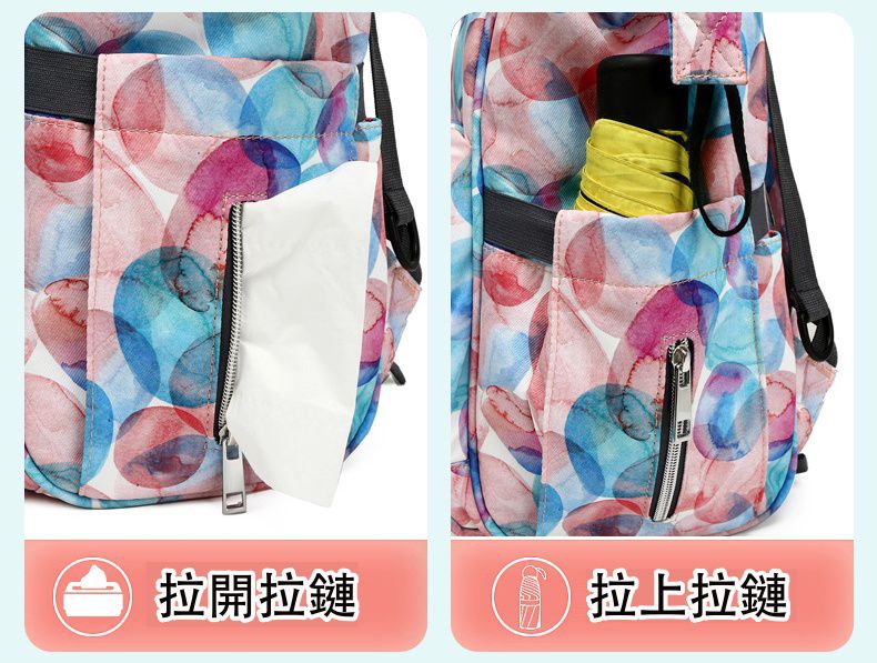 繽紛大容量媽媽包/後背包-獨角獸-淺綠色 (39x25x17cm)