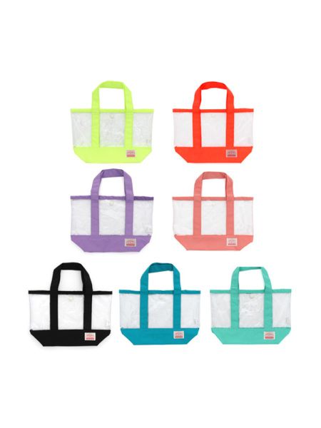 日本 OCEAN&GROUND - 透明PVC防水手提袋-全透明X純色-藍綠 GR (38x26x12cm)