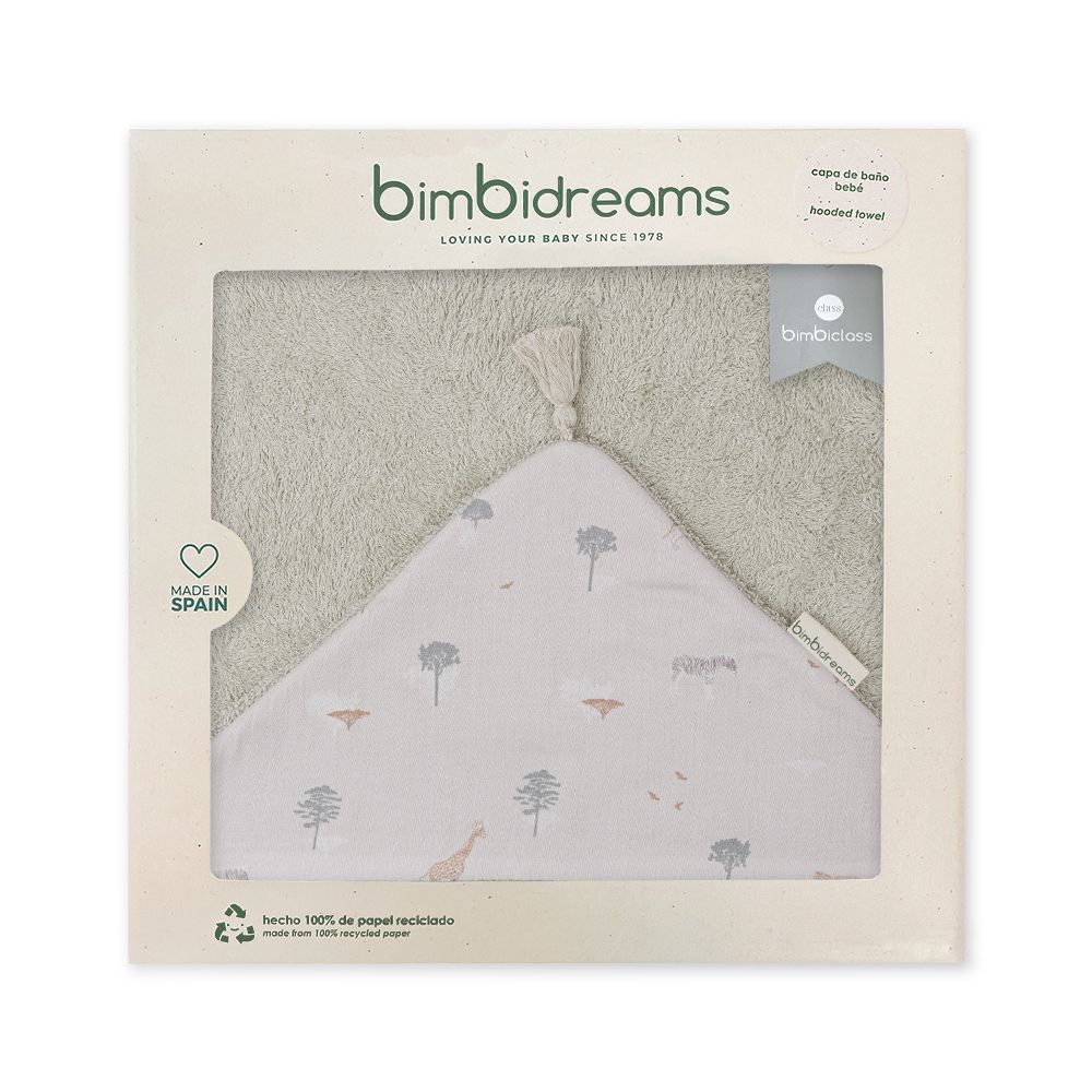 【bimbidreams】竹纖維流蘇連帽浴巾禮盒 100x100cm(寶寶新生兒禮 滿月禮 彌月禮 嬰兒禮盒)-非洲大自然