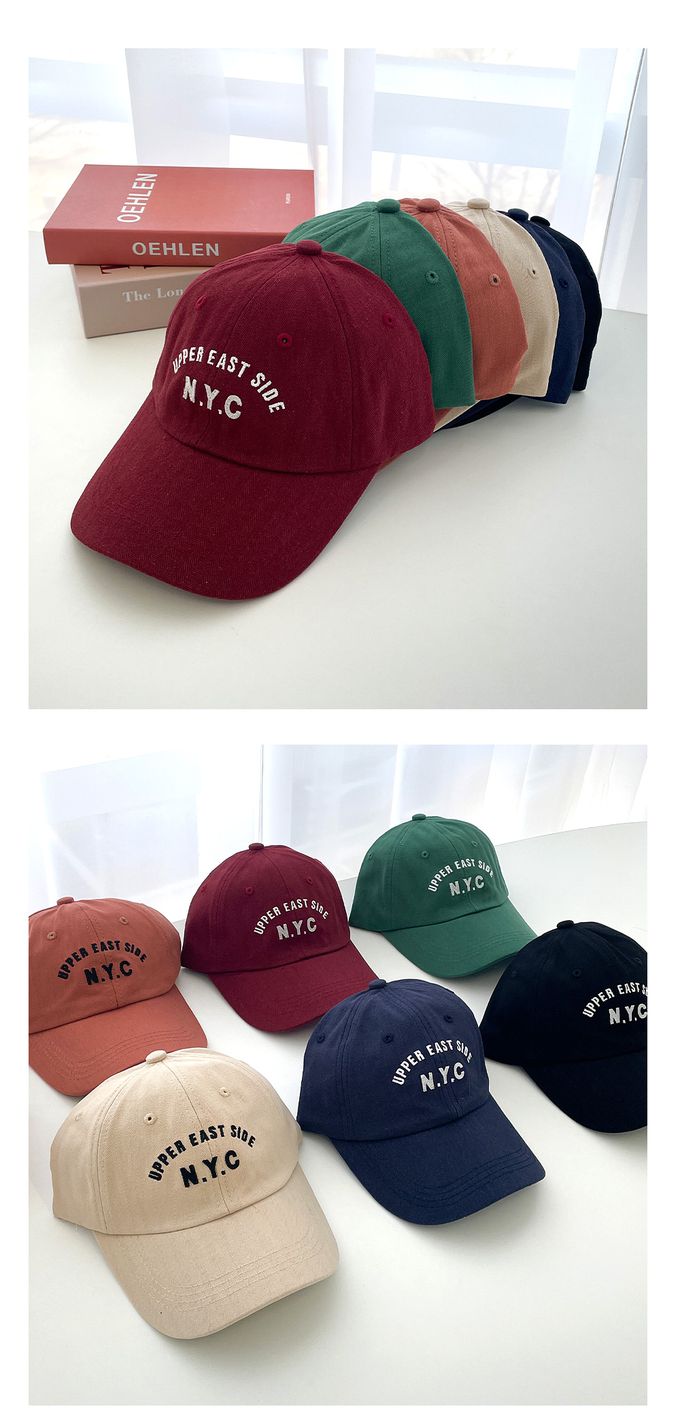 韓國 Soo&Soo - 美式經典復古老帽-N.Y.C-橘