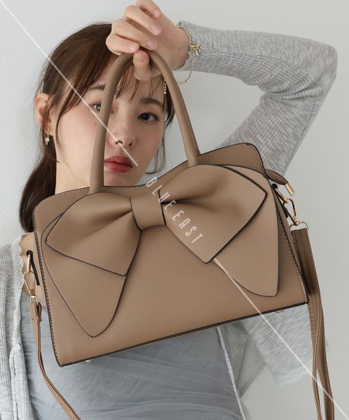 日本 BLUE EAST - 2way俏麗蝴蝶結方型手提/側背包-黑