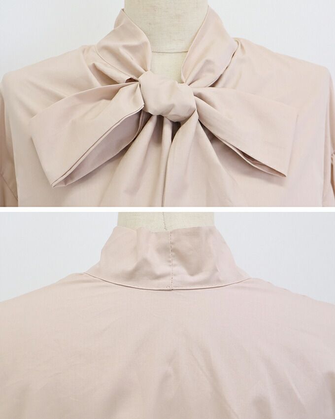 日本 BLUE EAST - 前後2way大蝴蝶結綁帶長袖襯衫-白