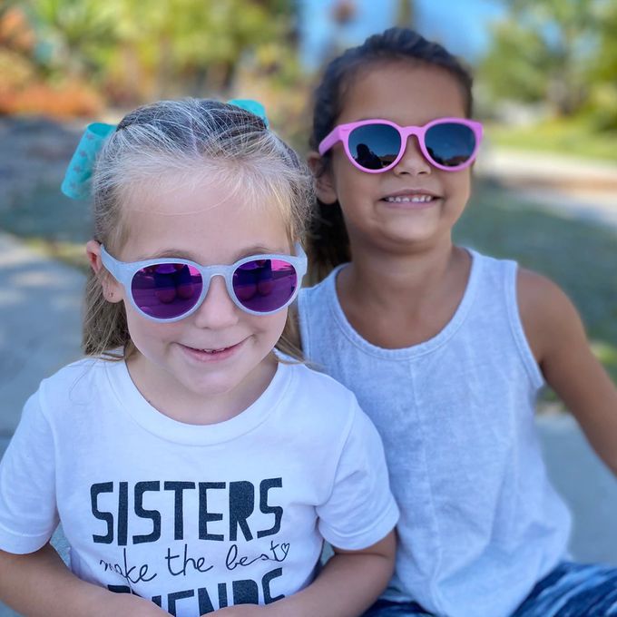 美國 Roshambo - 繽紛視界時尚墨鏡-圓框-幼童款-芭比粉(偏光紫) (2-5Y)