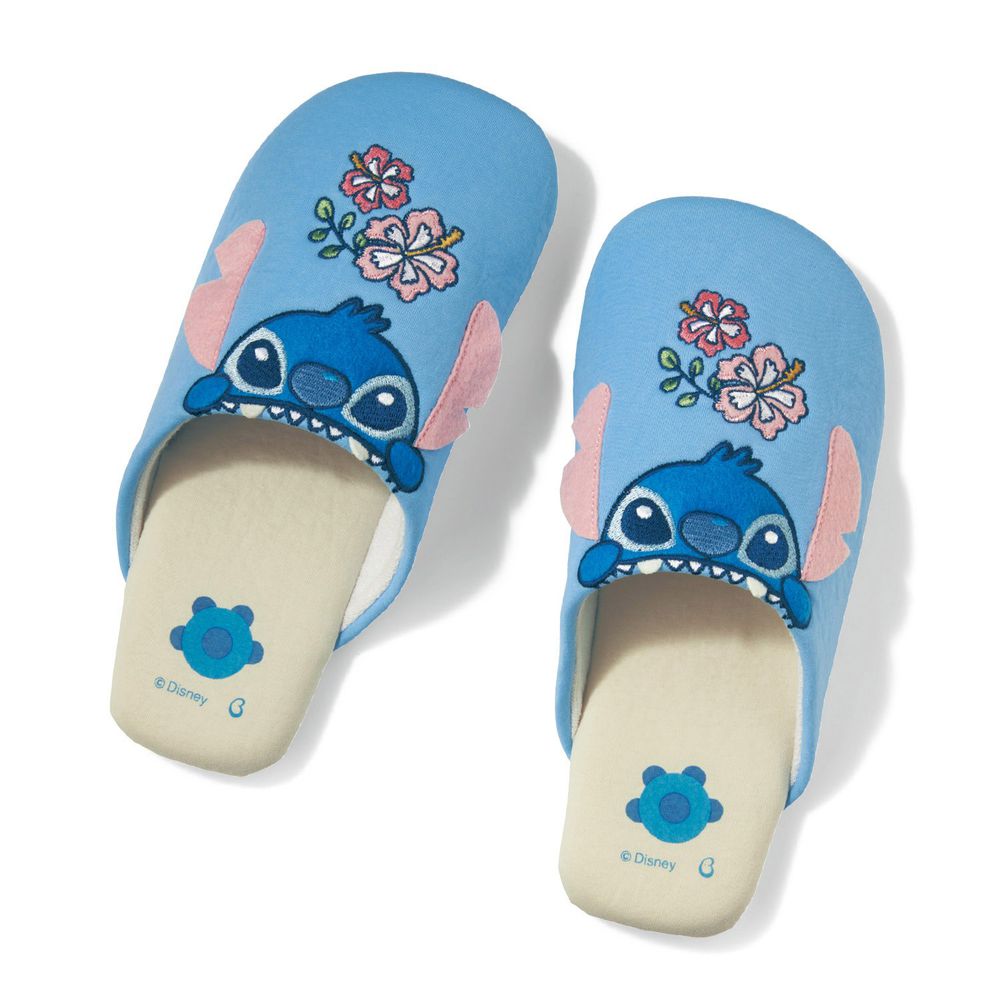 日本千趣會 - 迪士尼室內拖鞋-史迪奇花朵-水藍 (23-25cm)