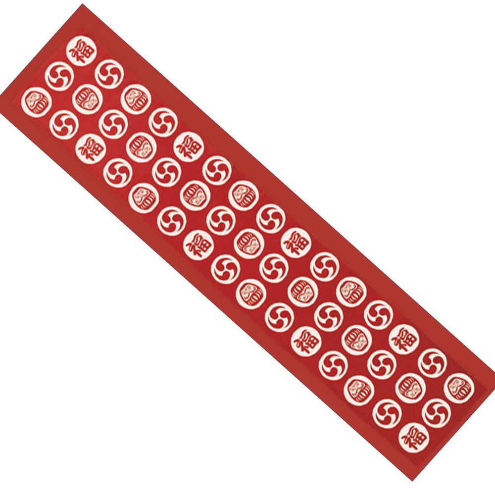 日本丸和 - 和柄小江戶水涼感巾(附收納袋)-達摩-紅 (20x100cm)