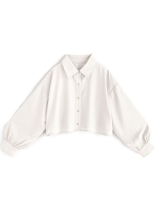 日本 GRL - 後抽繩翻領泡泡長袖襯衫-薰衣草 (F)