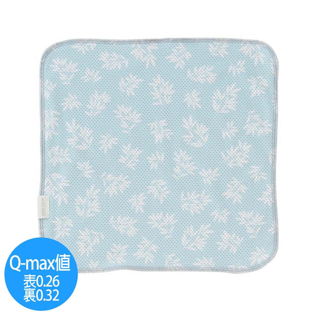 日本小泉 - UV cut 90% 接觸冷感 水涼感手帕-清新樹葉-天藍 (23x23cm)