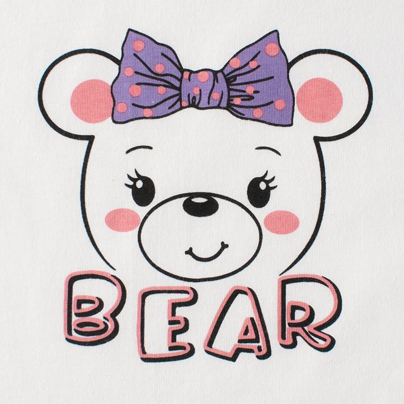 純棉短袖上衣-拼色公主熊熊-粉+白+紫