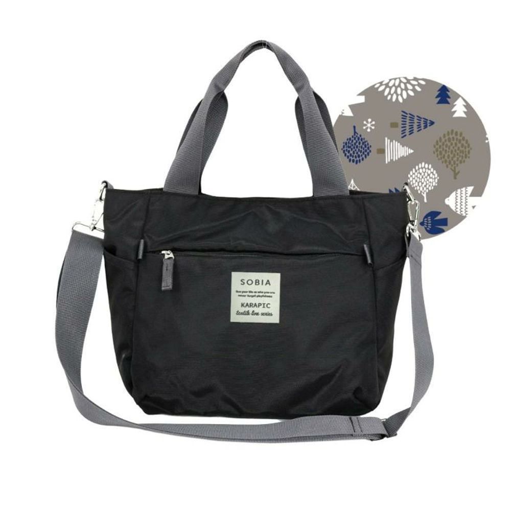 高收納力2way手提/側背包(繽紛內裏)-黑 (H23×W26~33×D13.5)