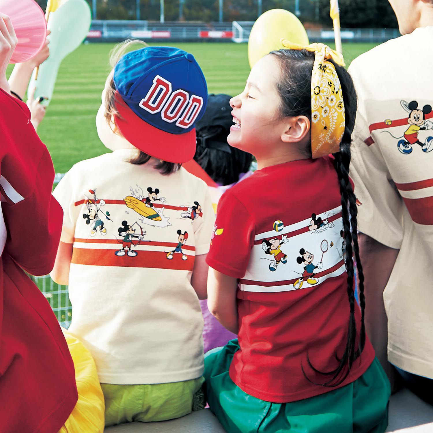 日本千趣會 - 迪士尼印花短T-運動風拼接米奇-白