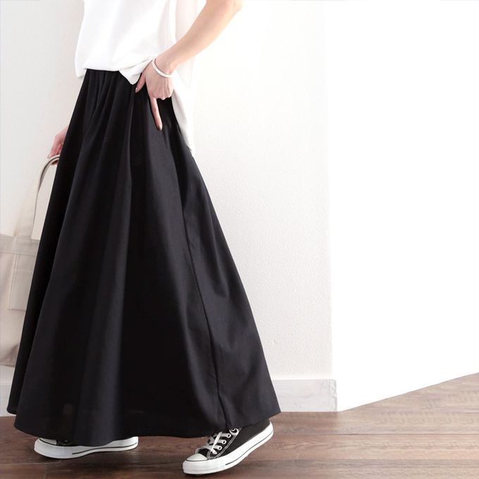 日本 Classical Elf - 自然感棉麻涼爽顯瘦長裙-黑