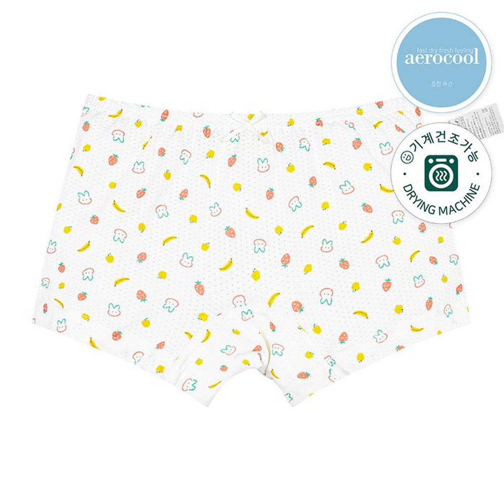 aerocool 涼感快乾洞洞四角褲(女寶)-繽紛手繪水果-白
