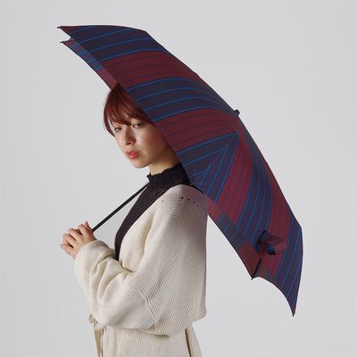 日本 nifty colors - 60公分輕量傘-(混和條紋酒紅)-NO.5136-2