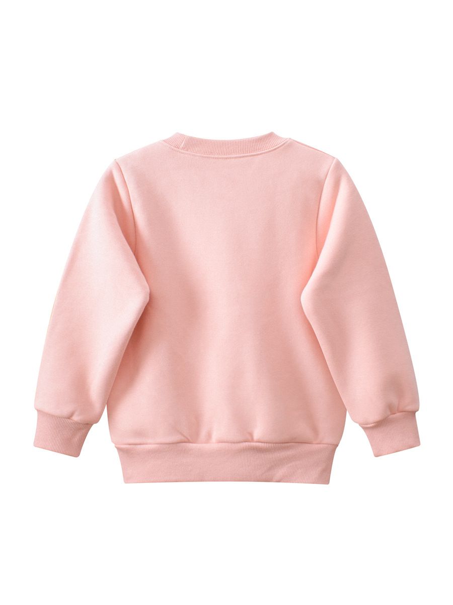 加絨圓領長袖上衣/大學T-夏日熊熊-粉色