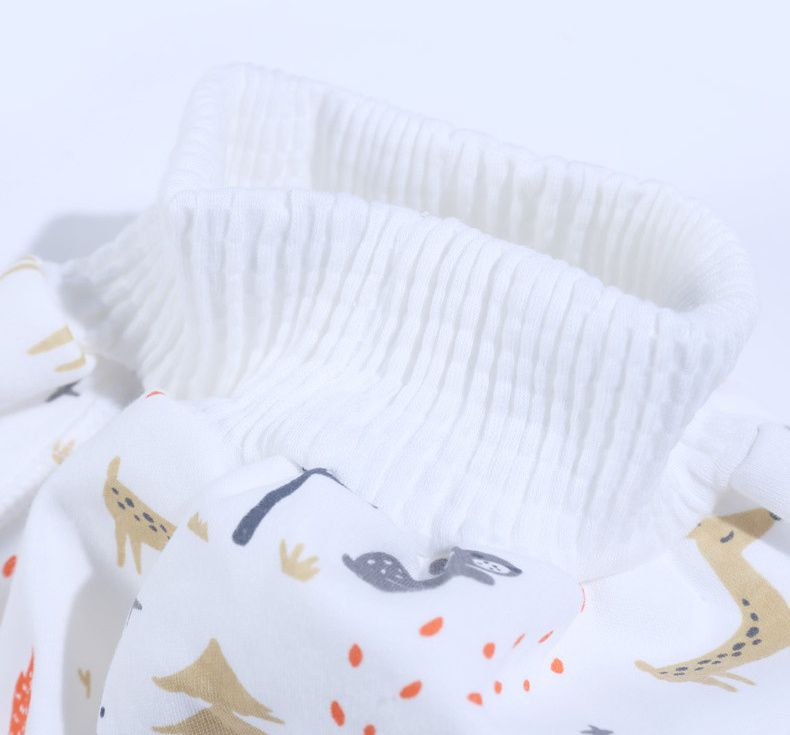 高腰護肚隔尿褲-動物幼兒園-奶油色-褲頭顏色隨機