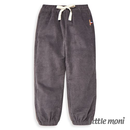 麗嬰房 Little moni - 心絨束口長褲-灰色
