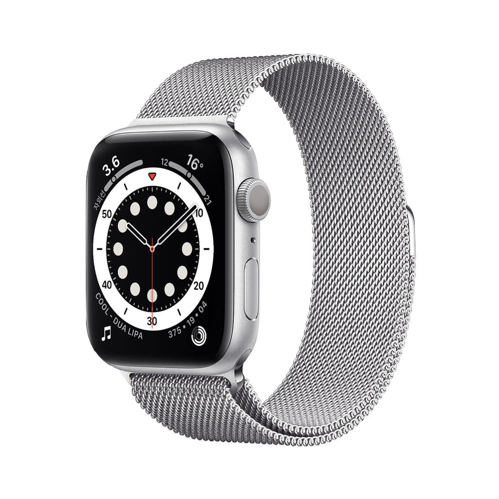 韓國 SHARON6 - Apple Watch 米蘭金屬磁吸式錶帶-星鑽銀