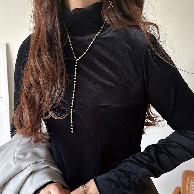 日本 Classical Elf - 微光澤木耳高領層次穿搭薄上衣-深藍