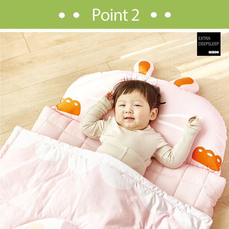 正韓Hello HiZoo - 純手工製莫代爾防蟎抗菌動物兒童睡袋(枕頭+睡墊+被子+收納袋)-粉紅兔