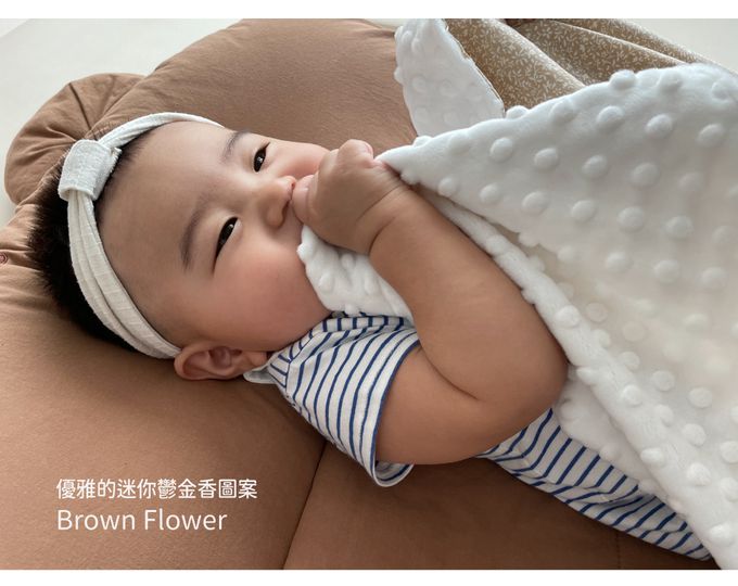 韓國 Hello HiZoo - 手工製純棉柔感親膚幼兒安撫毯/冷氣毯/絨毛被毯/午睡毯- Brown Flower