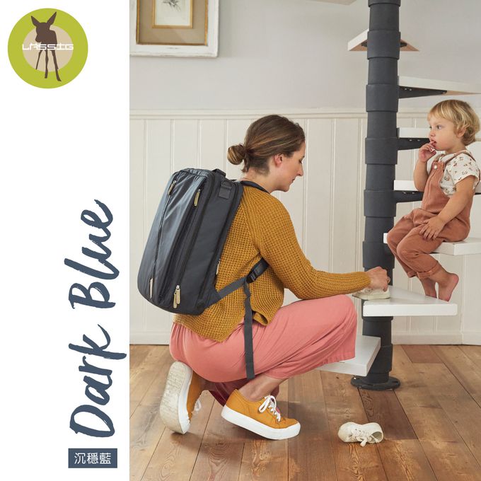 德國 Lassig - 都會機能雙層後背媽媽包-橄欖綠-含尿布墊+推車掛勾+保溫瓶收納包