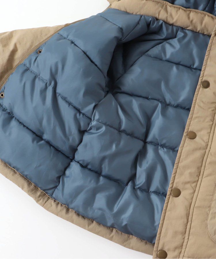 日本 BREEZE - 鋪棉保暖連帽外套-異色拼接-綠x藍