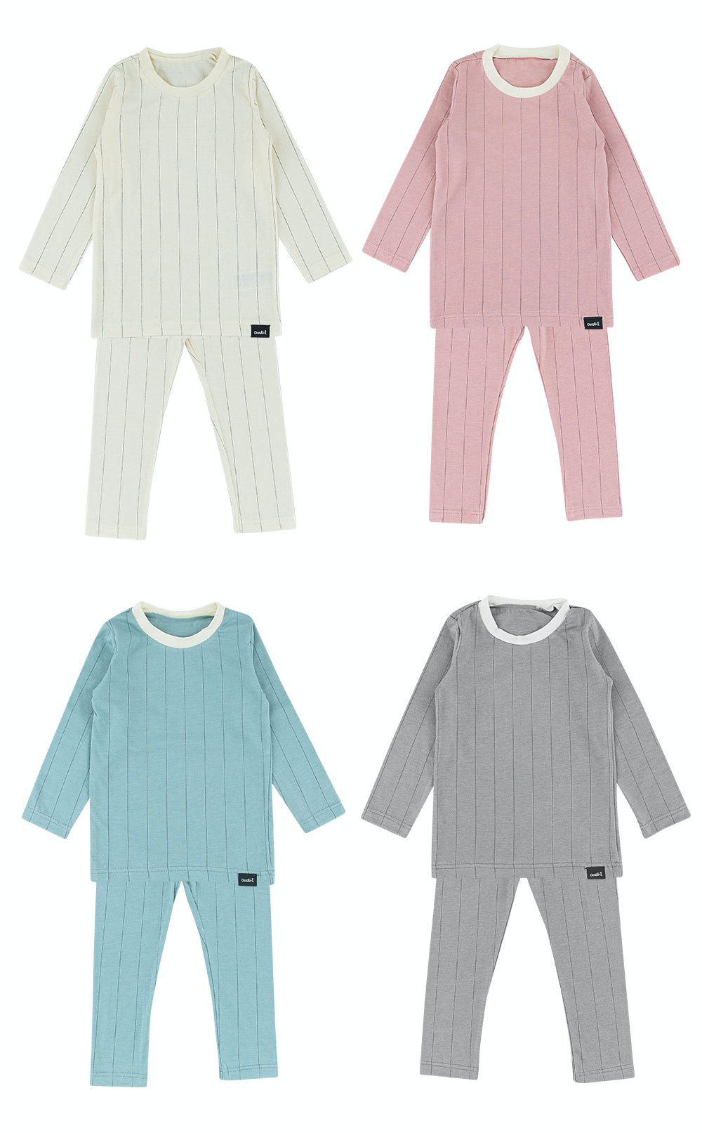 韓國 Cordi-i - 德國Viloft天然纖維保暖衣套裝-淺色線條-灰藍