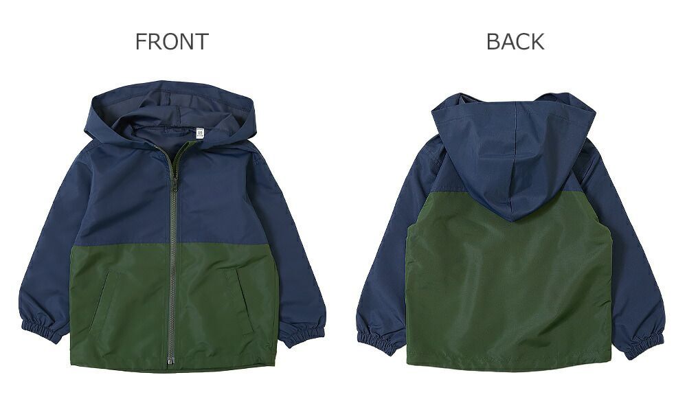 日本 devirock - 撥水加工 輕量連帽外套(帽子可收納)-撞色-深藍X咖啡