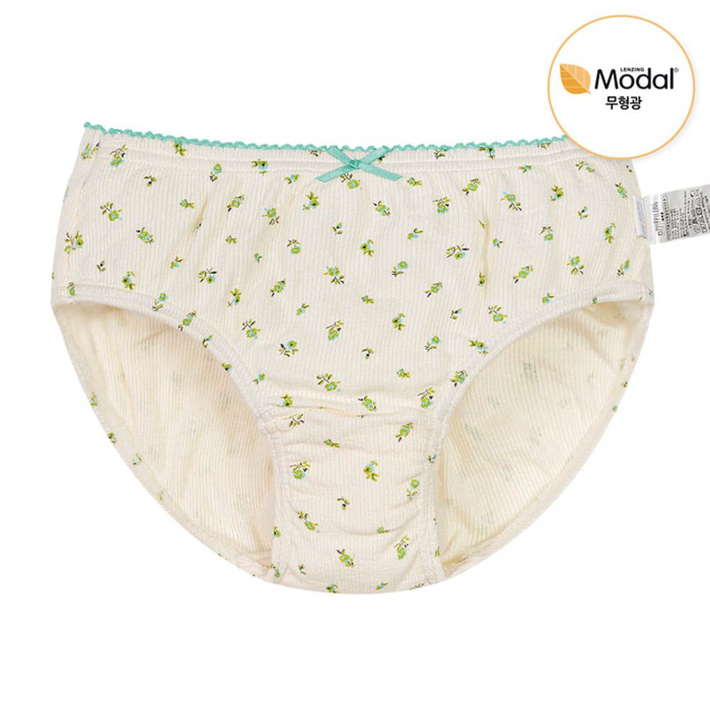莫代爾親膚羅紋三角褲(女寶)-小花-米