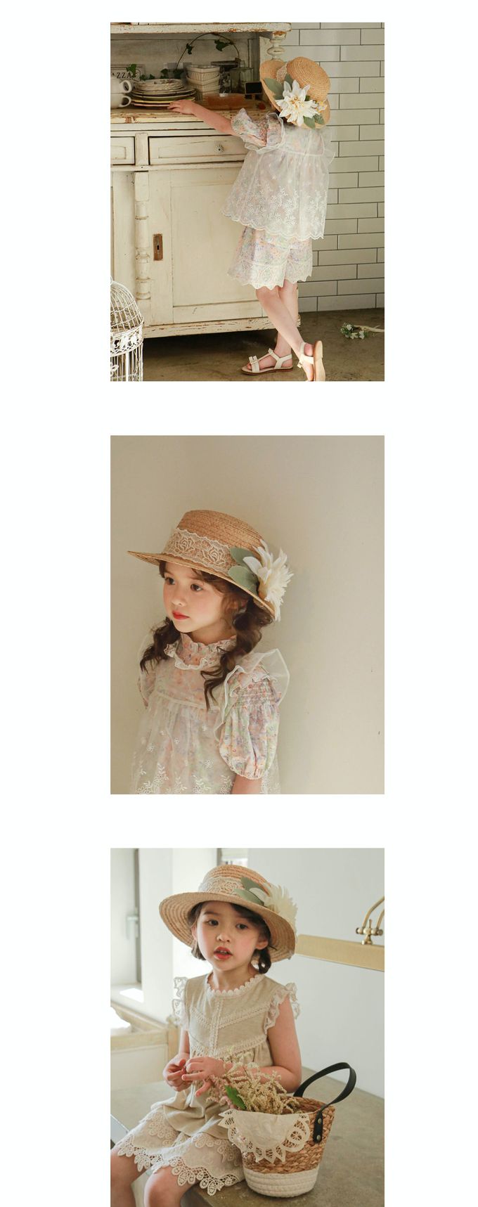 韓國 Puellaflo - 立體花朵裝飾圓帽-淺咖 (FREE)