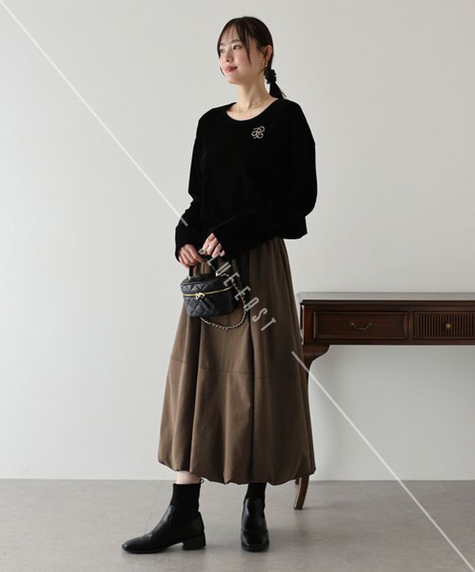 日本 BLUE EAST - 柔軟輕盈感立體澎澎氣球長裙-黑