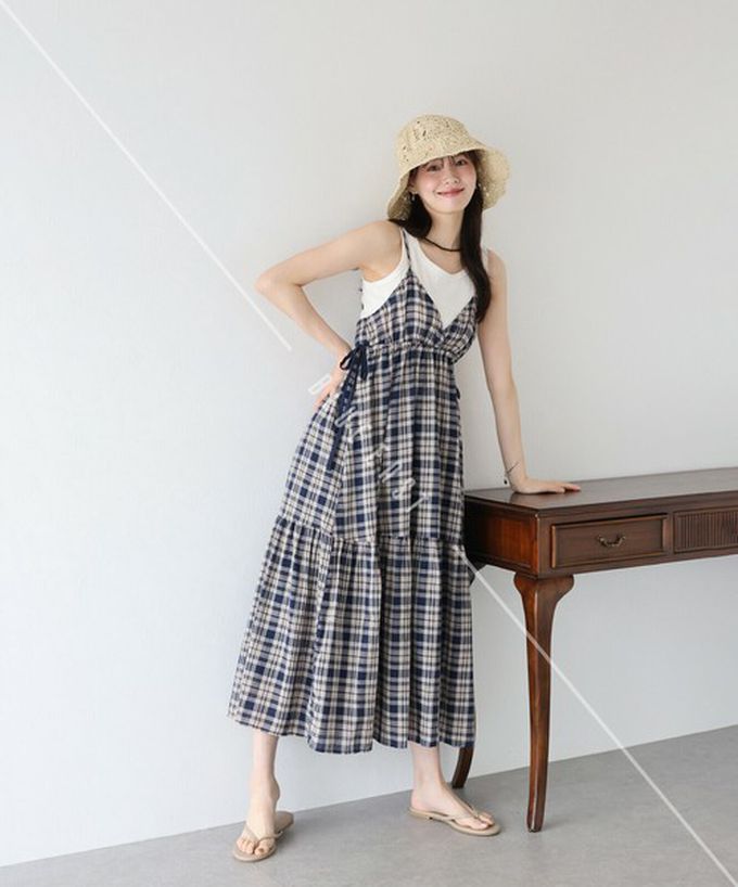 日本 BLUE EAST - 滿分可愛側蝴蝶結細肩帶洋裝-橘 (M)