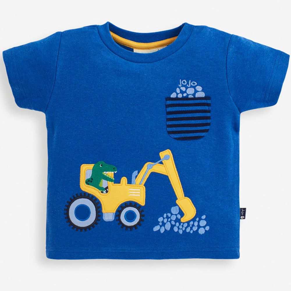 英國 JoJo Maman BeBe - 超優質嬰幼兒/兒童100％純棉短袖上衣/T-shirt/動物T-挖土機
