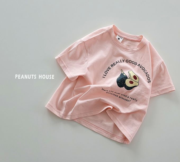 韓國 Peanuts House - 可愛酪梨印短袖上衣-綠