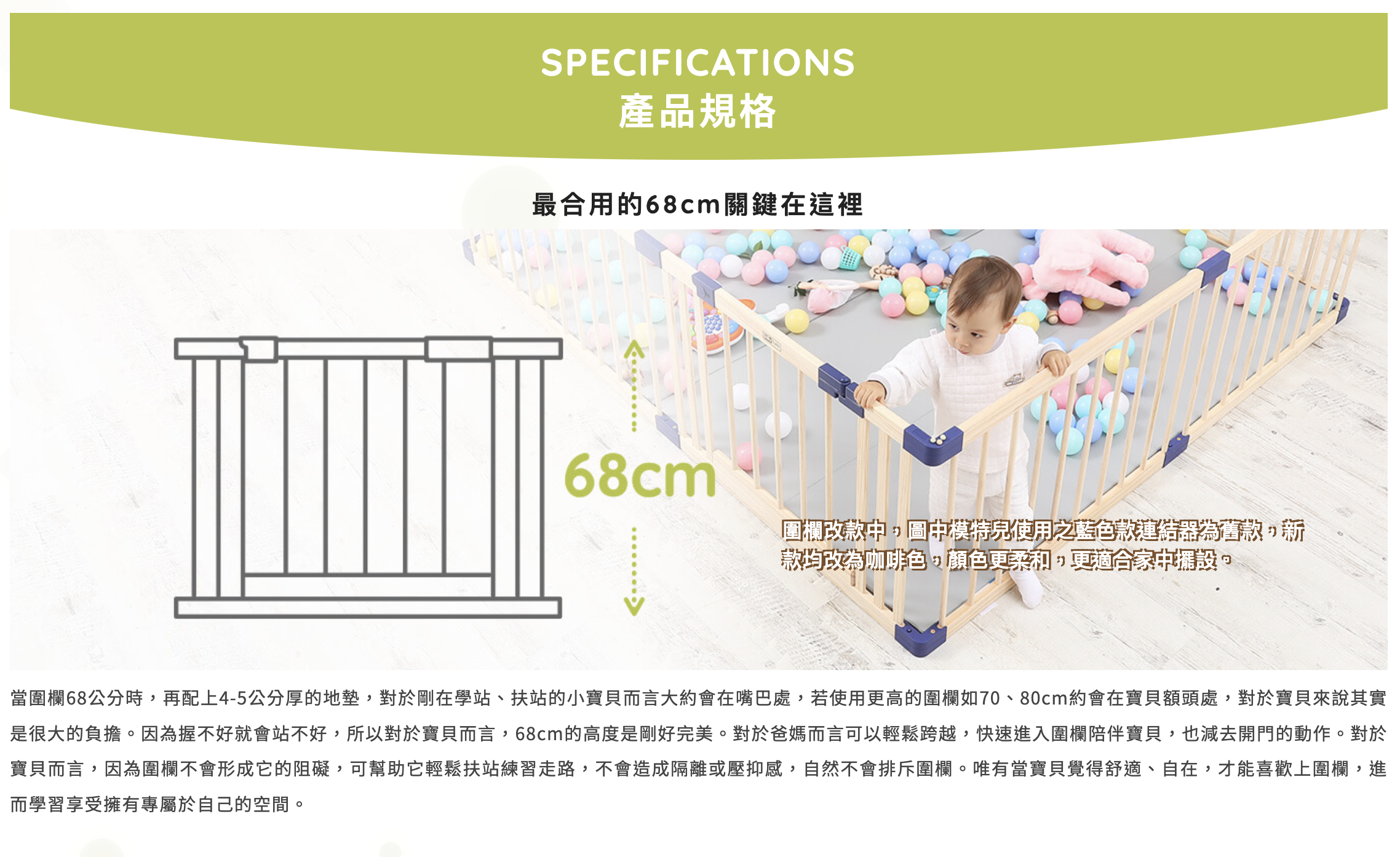 Jollybaby - 幼兒防護圍欄(不含地墊)-門開短邊-實木 (200*140*68cm)