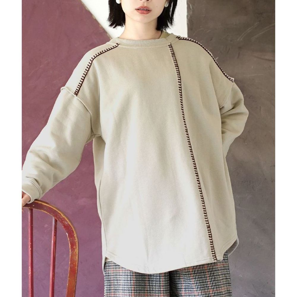 日本 zootie - 2way縫線造型裏起毛長袖上衣/外套-灰杏