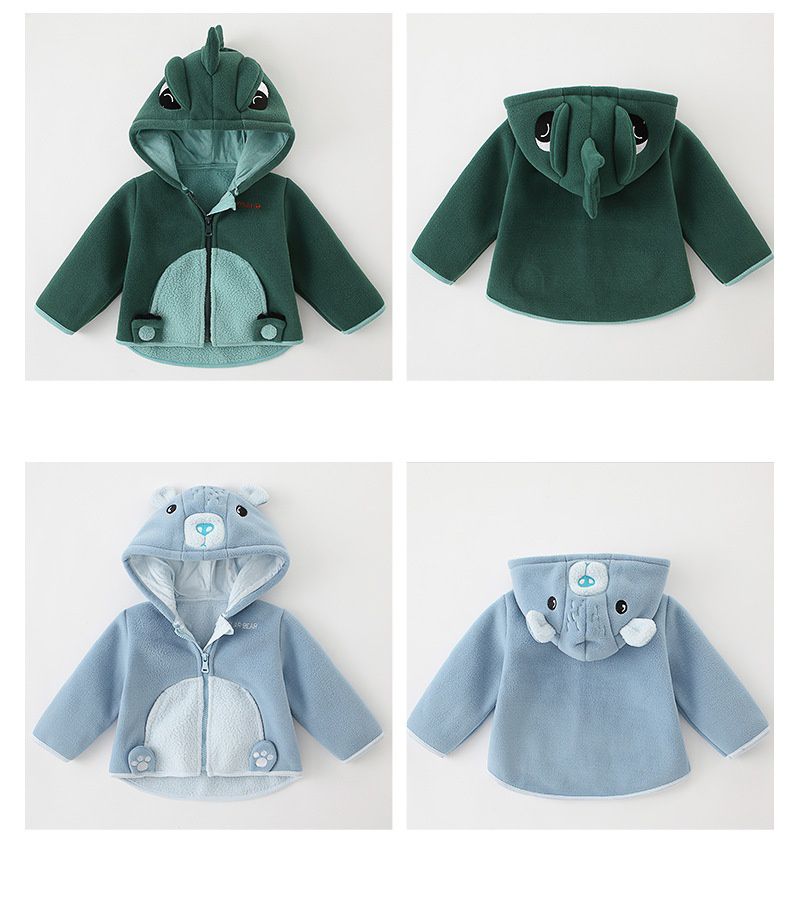 搖粒絨連帽外套-小企鵝-灰色