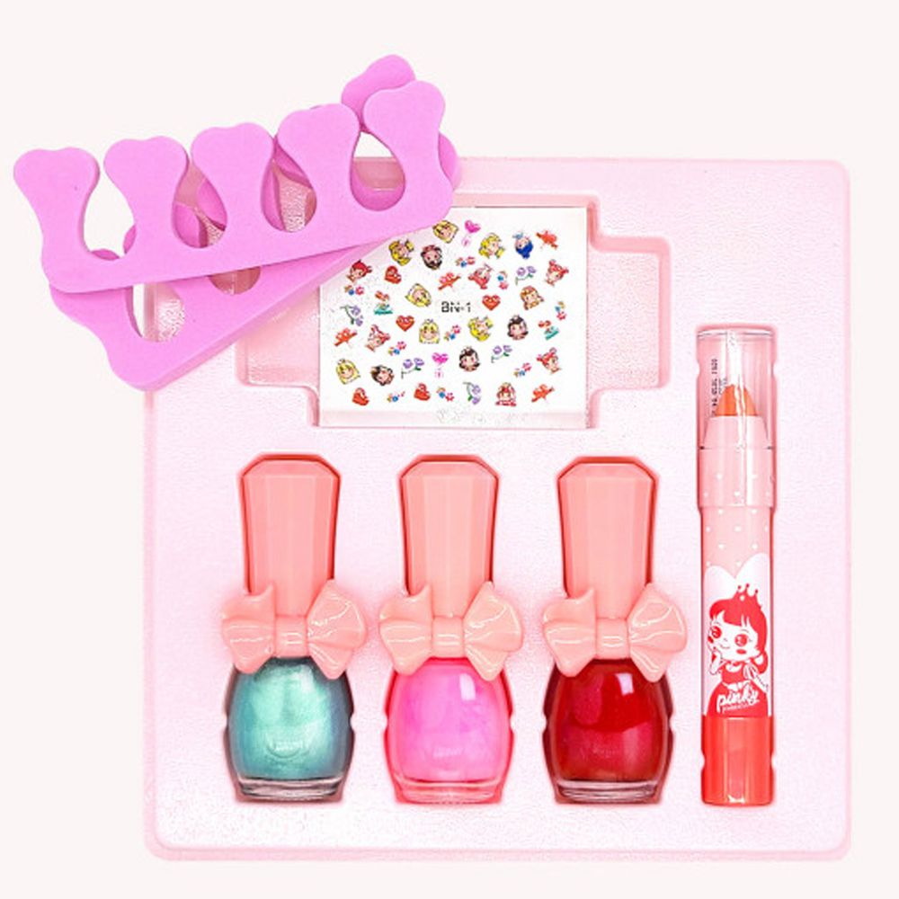 韓國 Pink Princess - 愛心禮物盒(指甲油*3, 護唇膏*1, 指甲貼*1, 分指套*1)-Set B