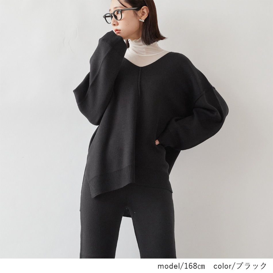 日本 Rejoule - 優雅簡約V領針織毛衣-質感紅