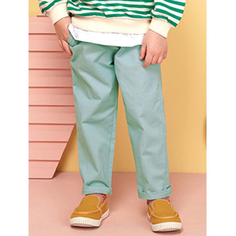 韓國 WALTON kids - 鬆緊褲頭直筒彈力褲-薄荷綠