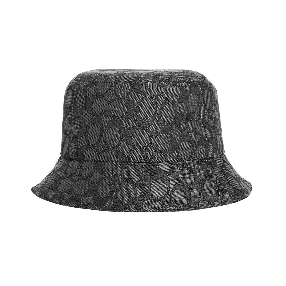 COACH - 滿版LOGO織紋漁夫帽 (黑灰)