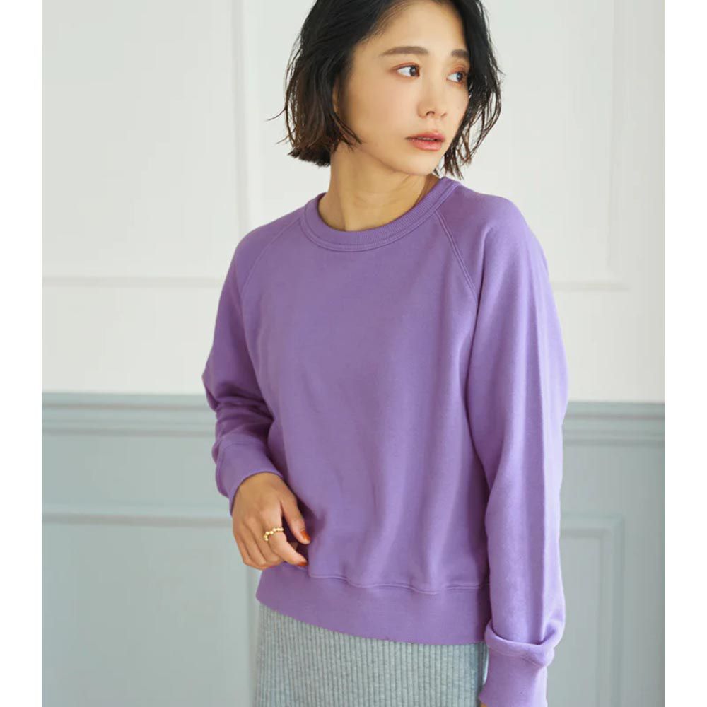 日本 COCA - 百搭圓領裏毛長袖上衣-大人-淺紫