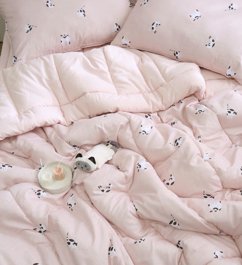 韓國 FLORA - 超細纖維桃皮感蓬鬆四季被-玩耍貓咪-灰